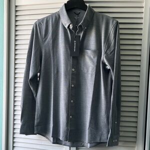 NWT Western Rise Limitless Merino Button-Down Shirt, size M, Grey, wool blend